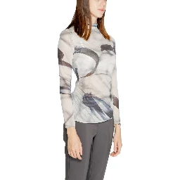 Gray Polyester Long Sleeve T-Shirt