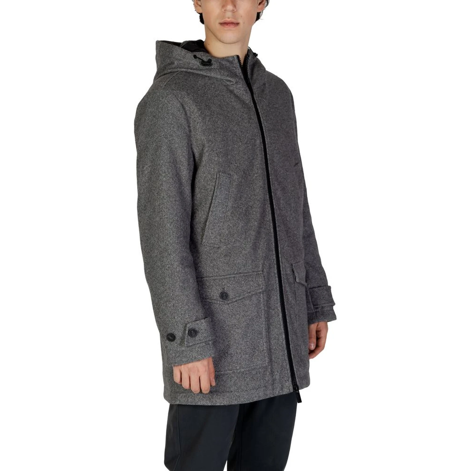 Gray Polyester Coat