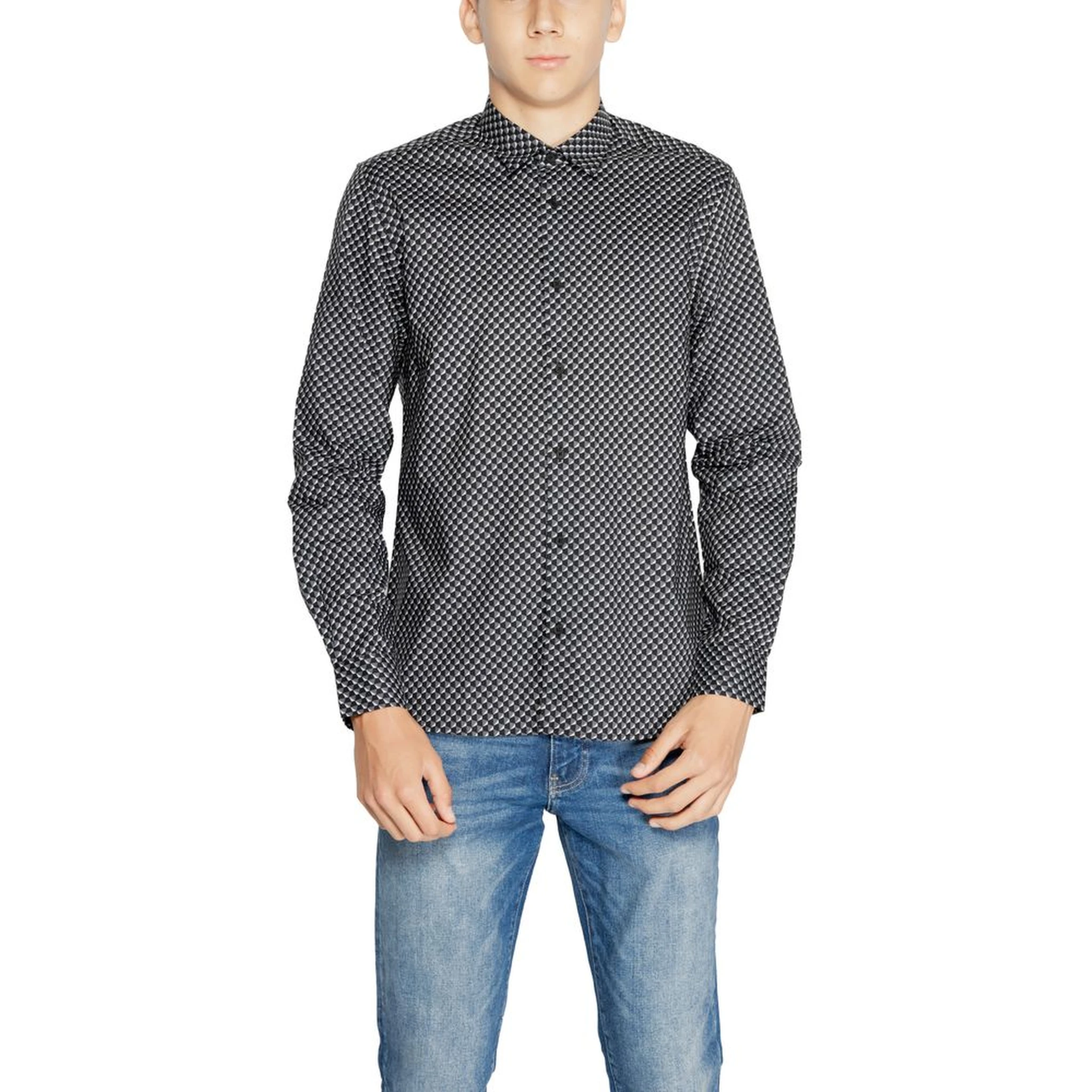 Gray Cotton Pattern Shirt