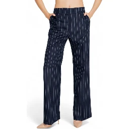 Blue Polyester Dress Pants