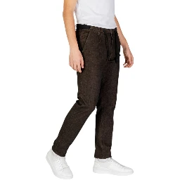 Brown Cotton Casual Pants