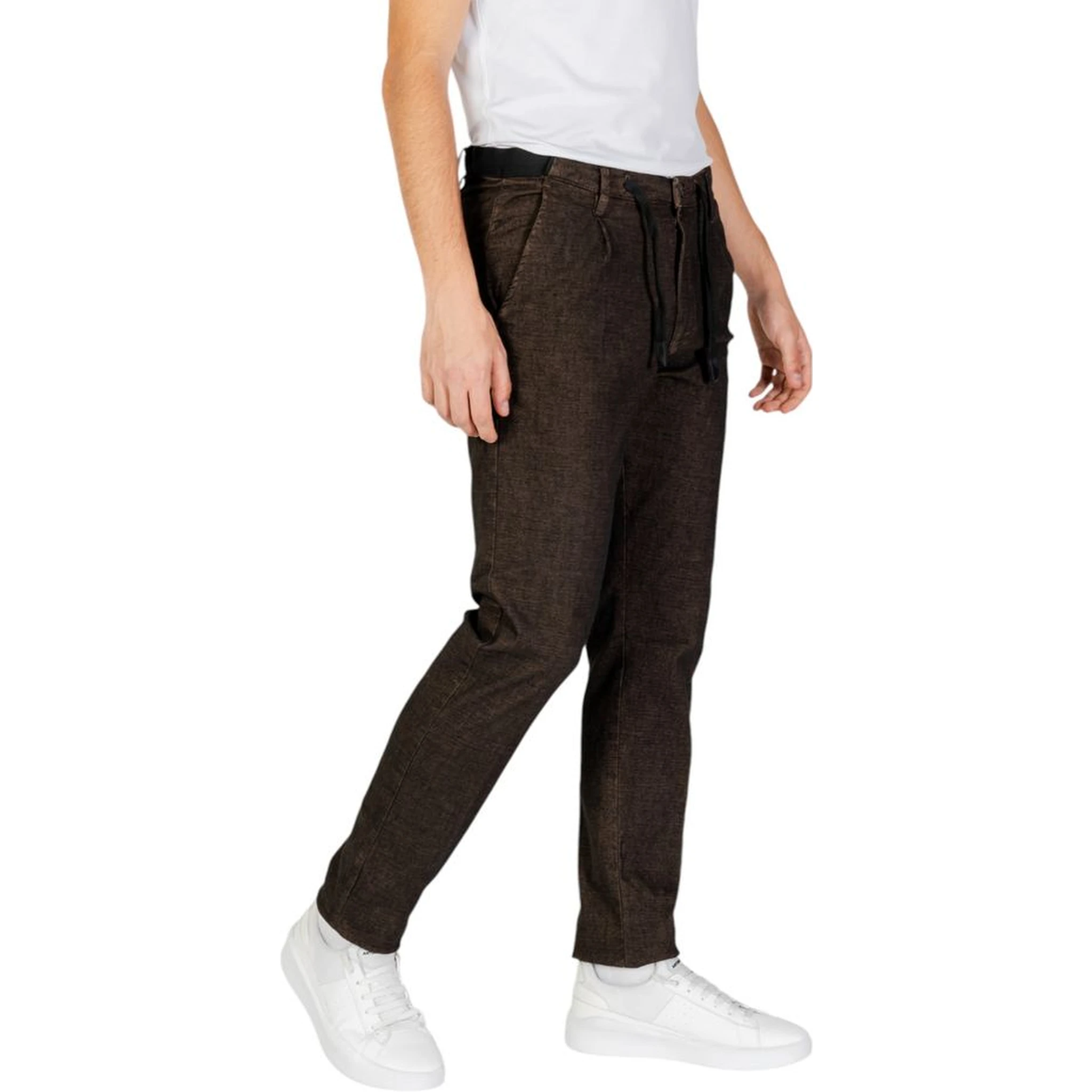 Brown Cotton Casual Pants