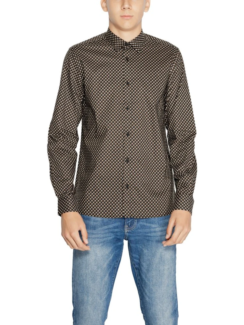 Brown Cotton Pattern Shirt