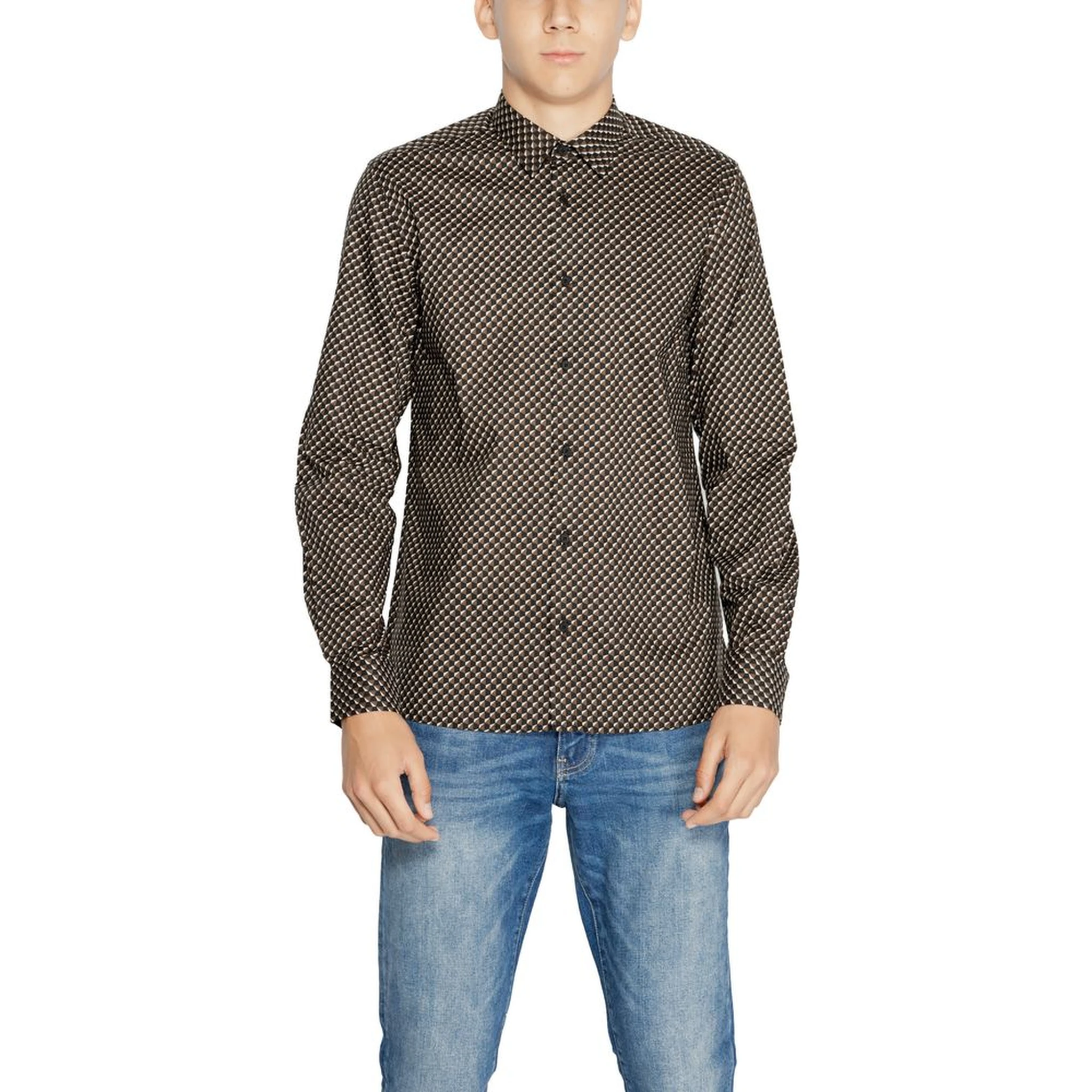 Brown Cotton Pattern Shirt