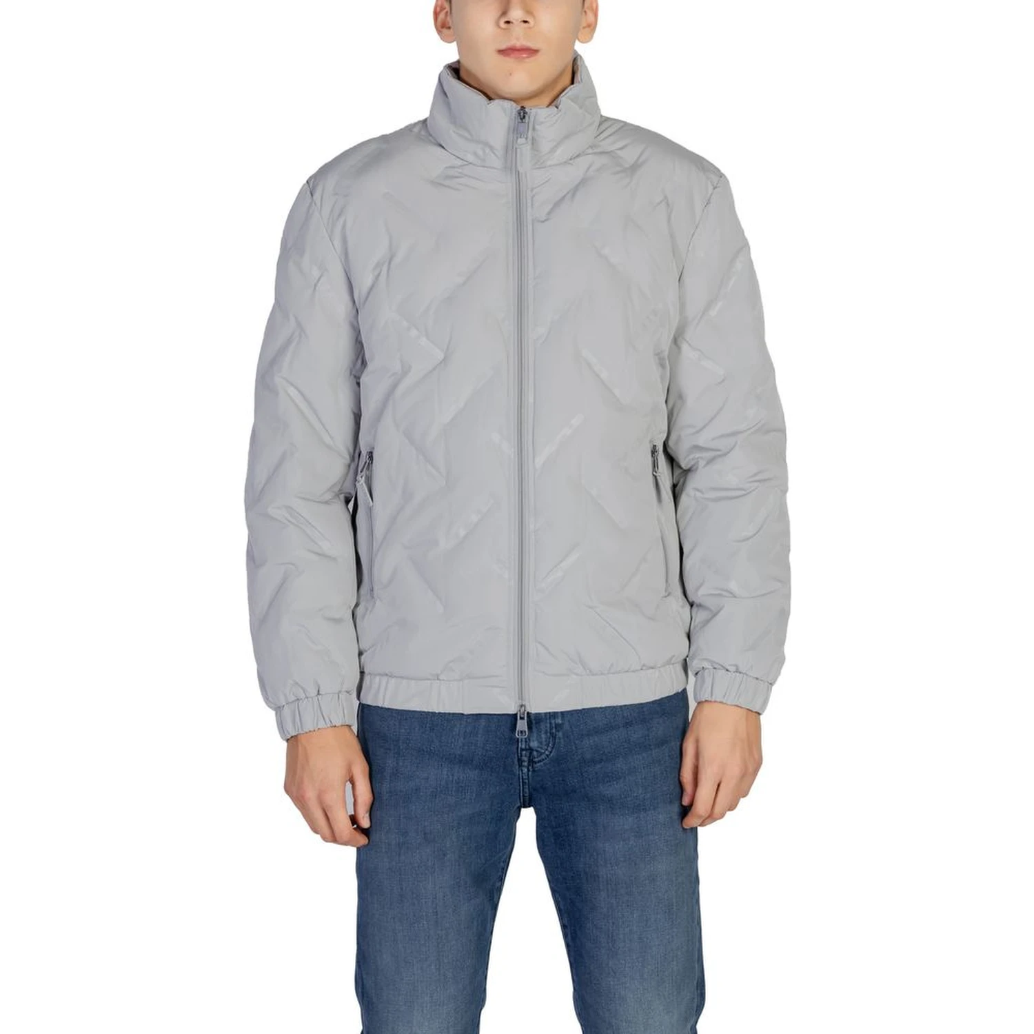 Gray Polyester Jackets And Coat