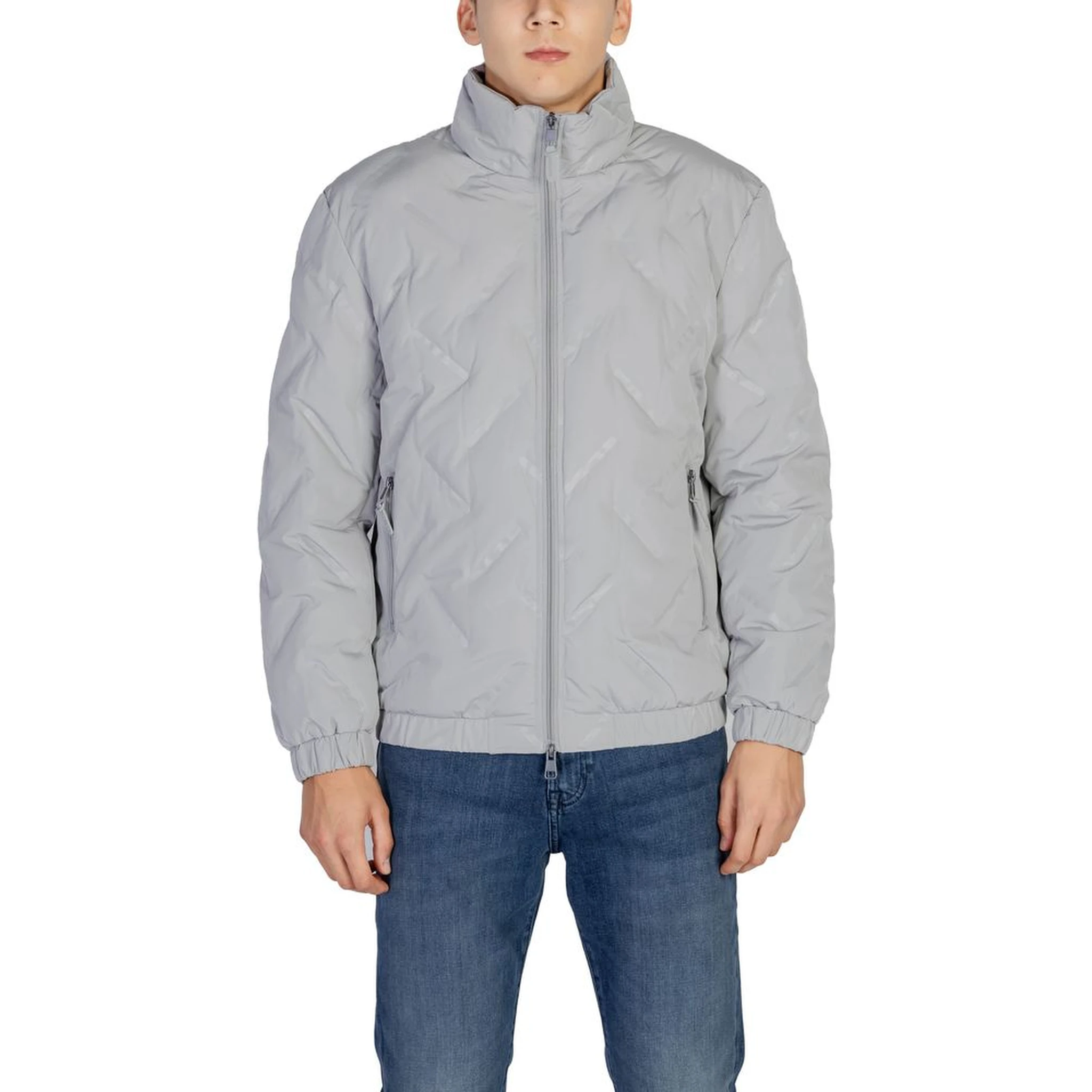 Gray Polyester Jackets And Coat