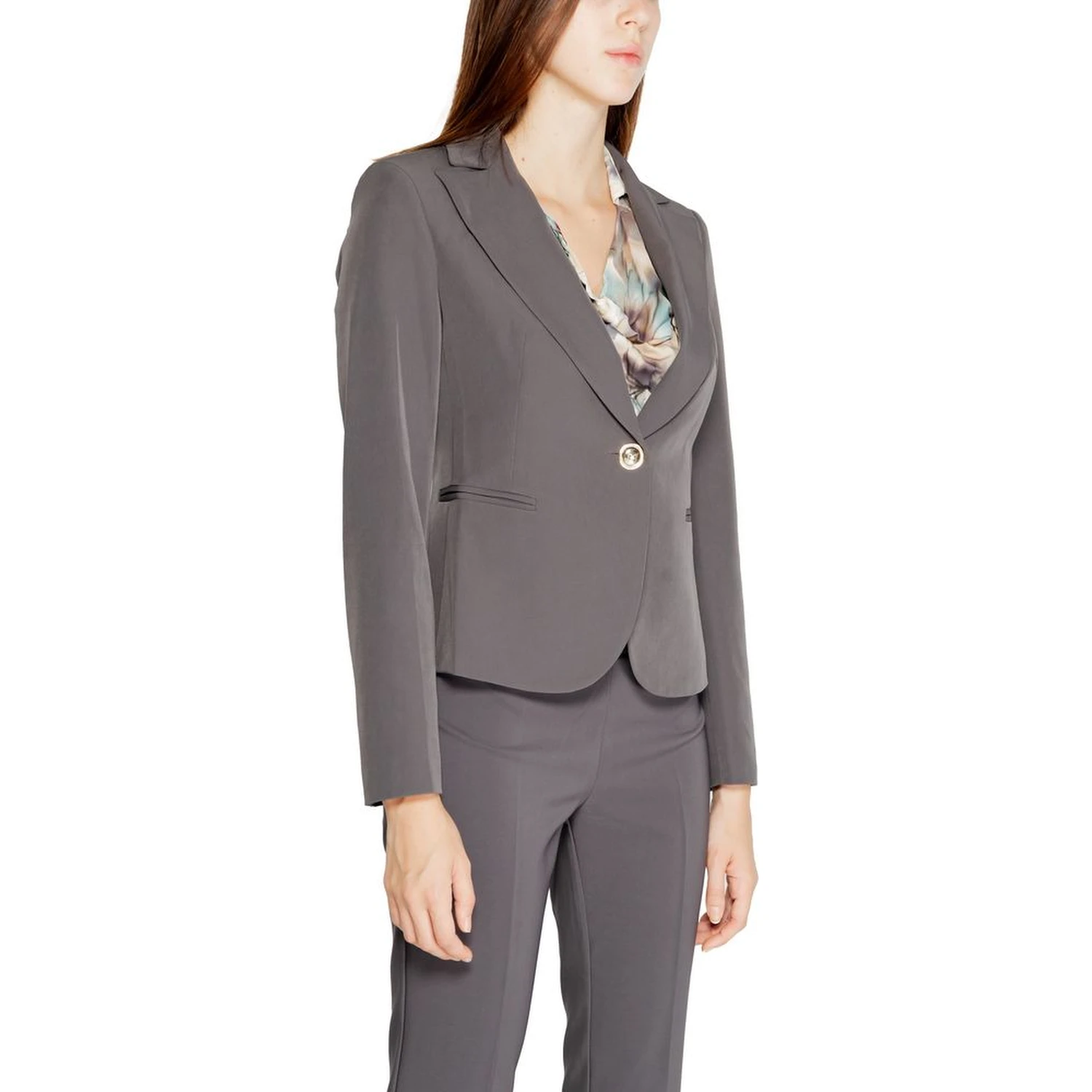 Gray Polyester Blazer