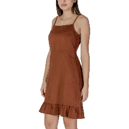 Brown Linen Midi Dress