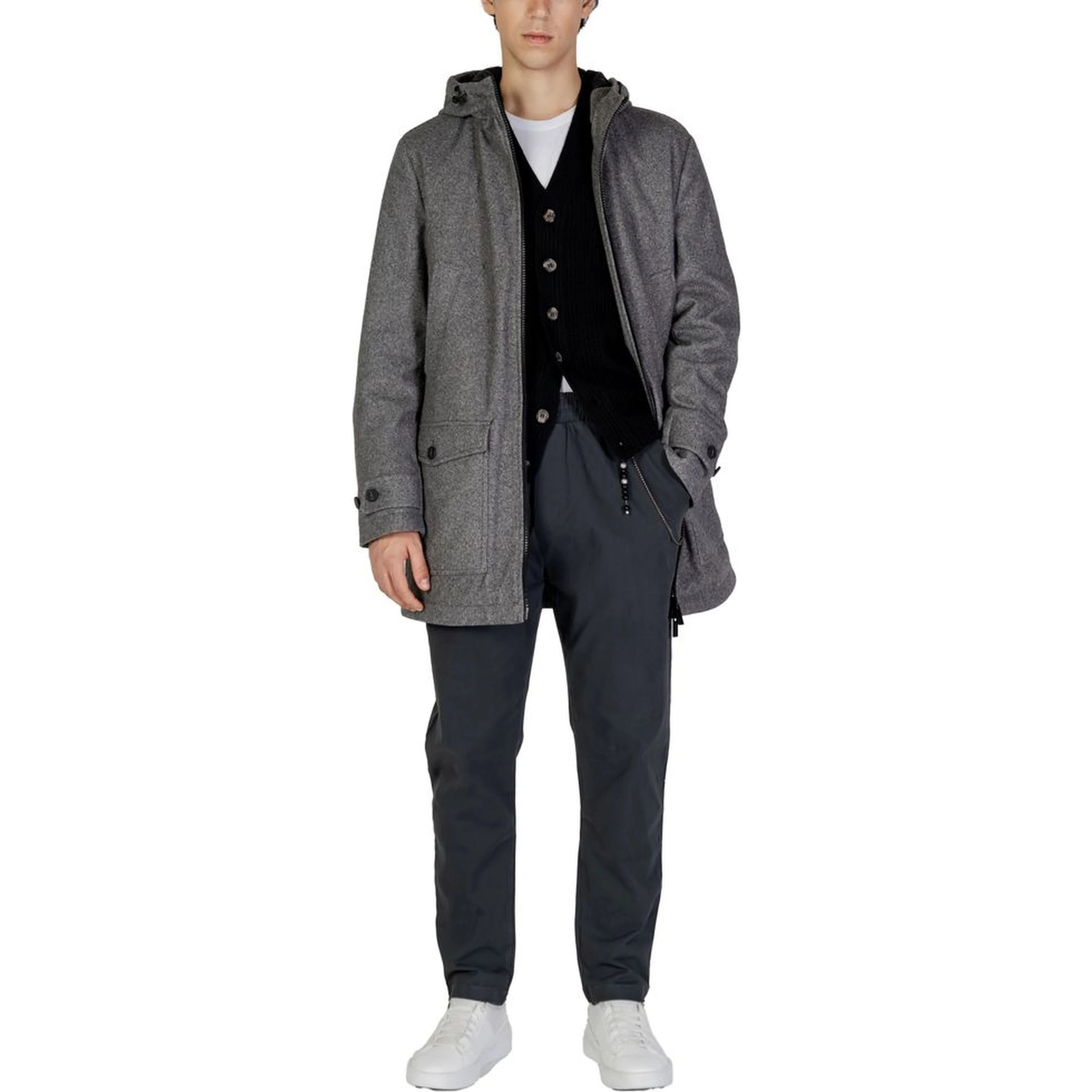 Gray Polyester Coat