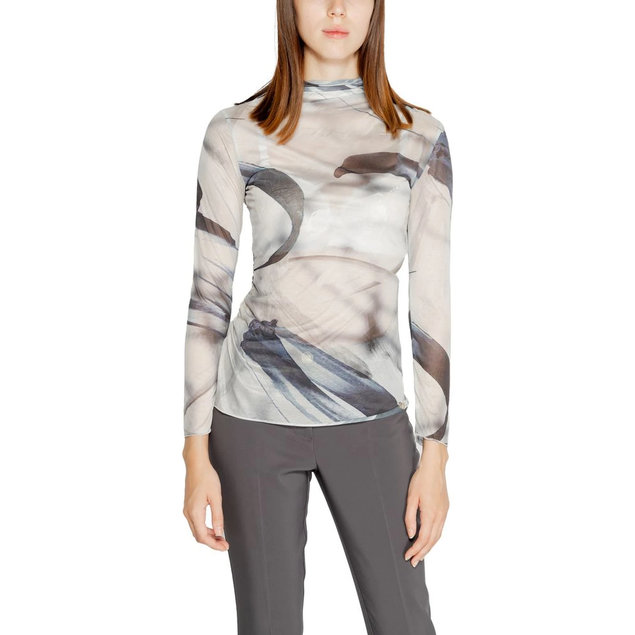 Gray Polyester Long Sleeve T-Shirt