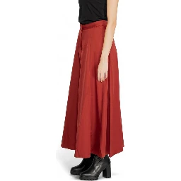 Red Polyester Long Skirt
