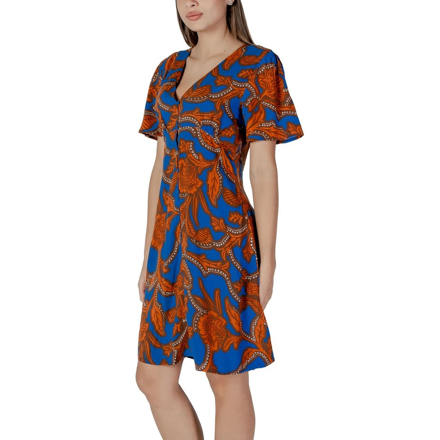 Blue Viscose Midi Dress