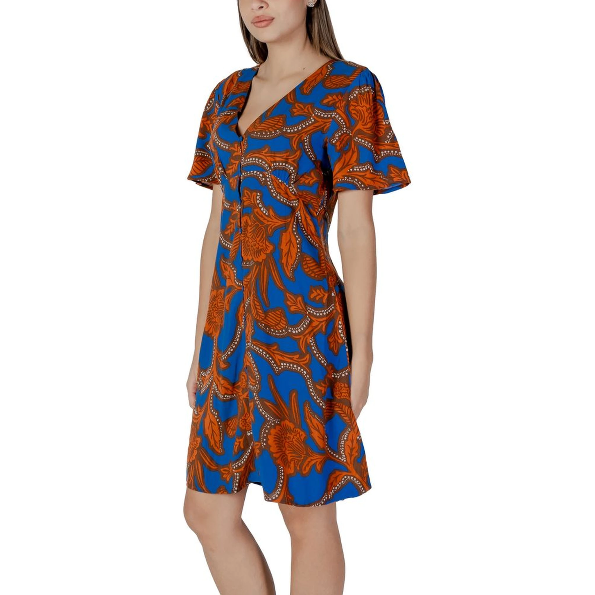 Blue Viscose Midi Dress