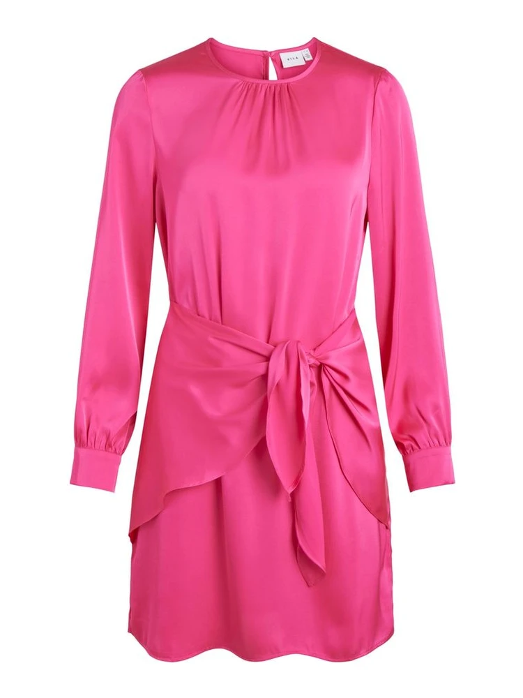Pink Polyester Short Dress