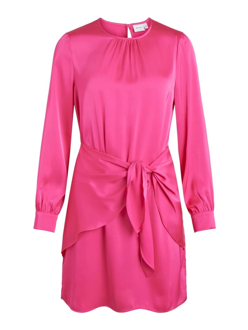 Pink Polyester Short Dress