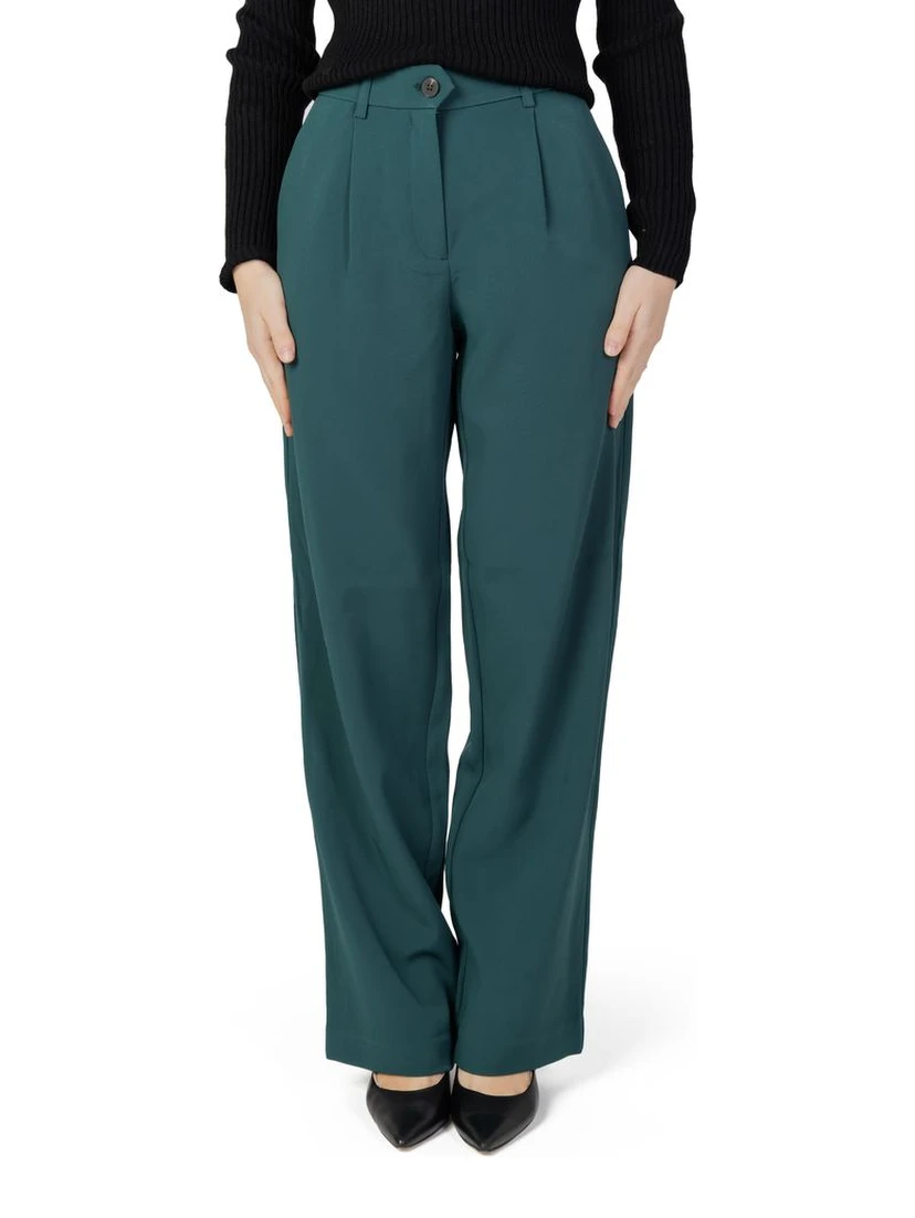 Green Recycled Polyester Flared Pants