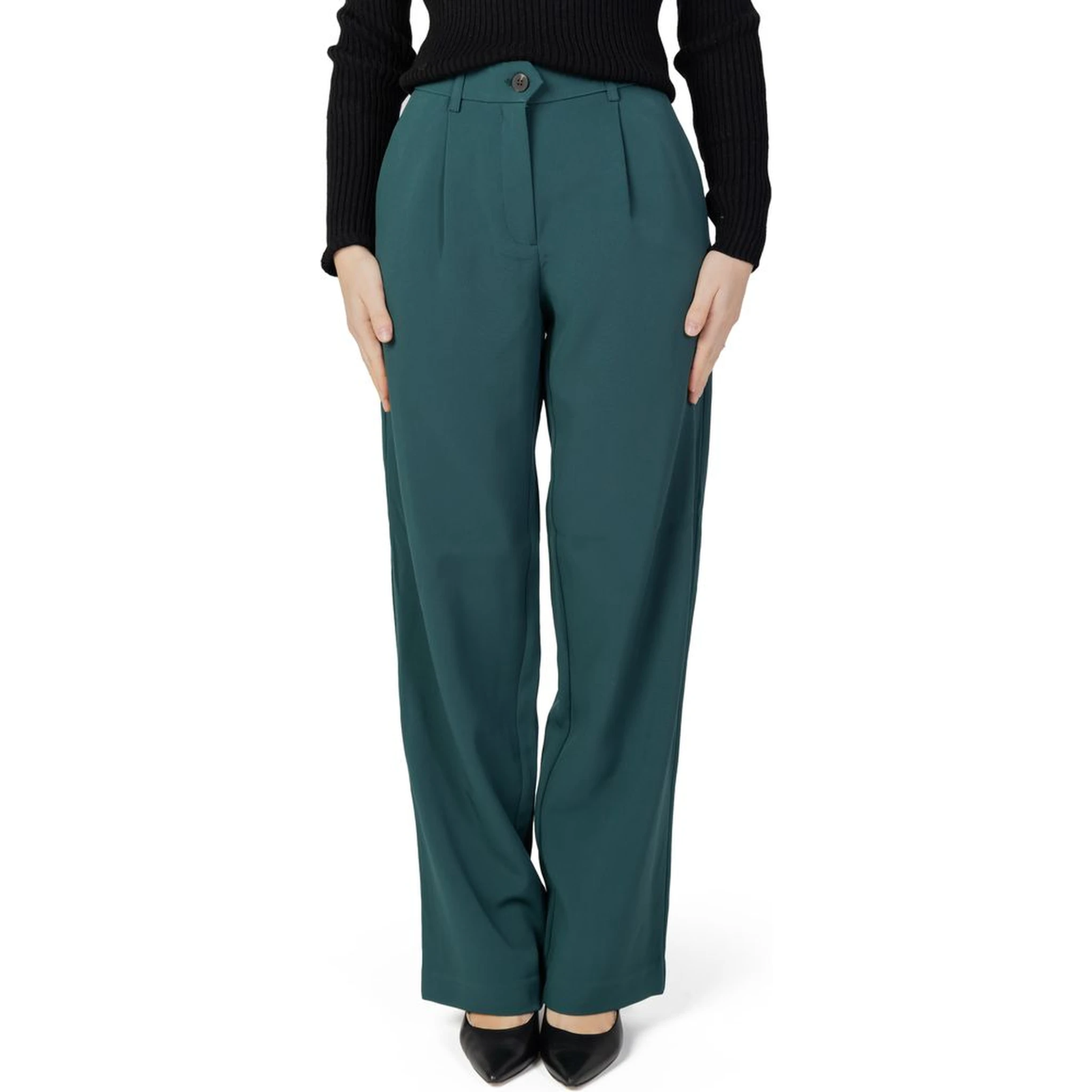 Green Recycled Polyester Flared Pants