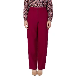 Bordeaux Polyester Casual Pants