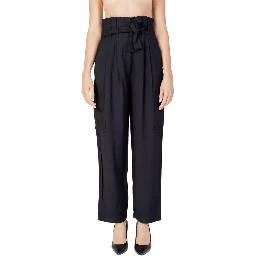Black Viscose Casual Pants