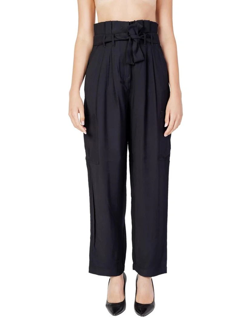 Black Viscose Casual Pants