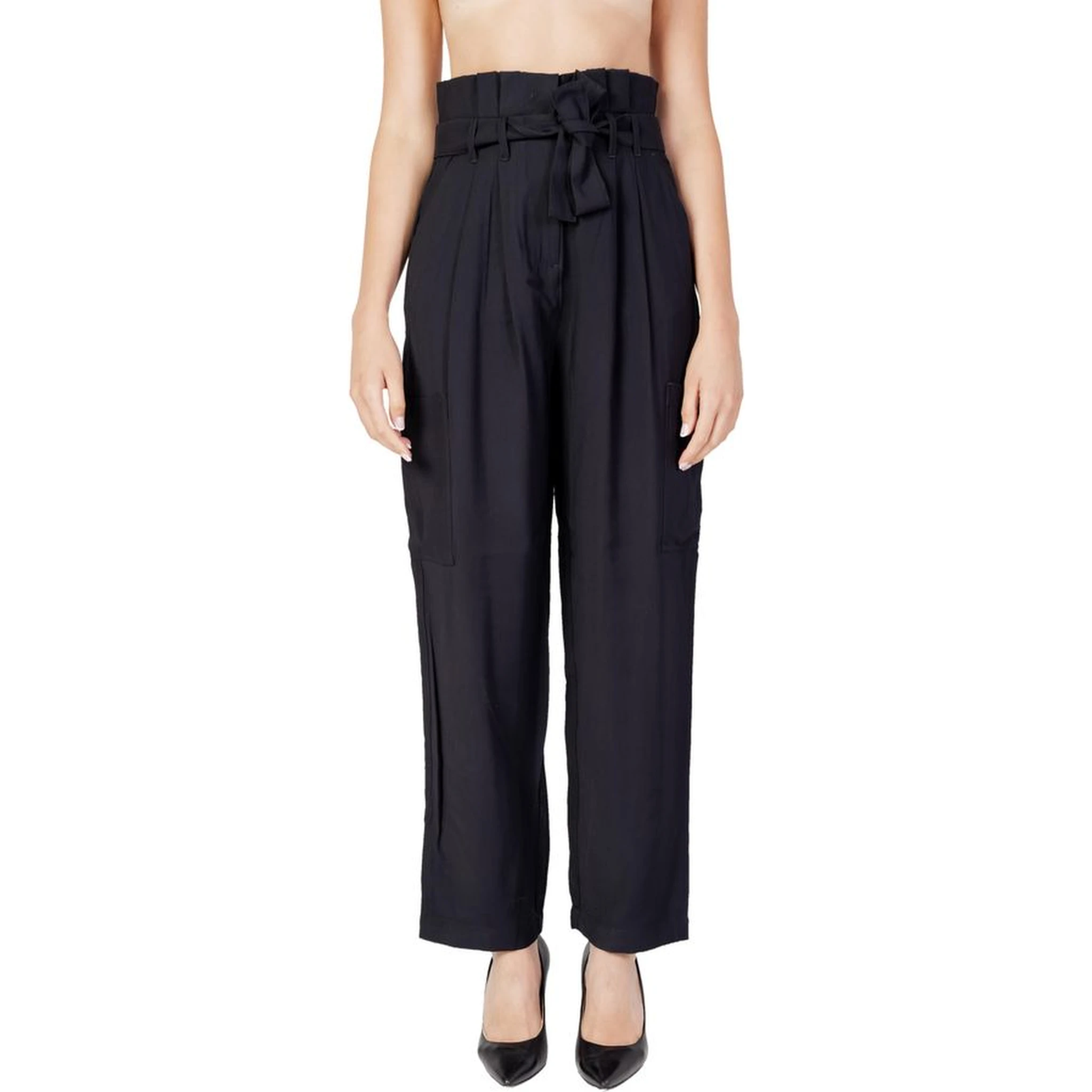 Black Viscose Casual Pants