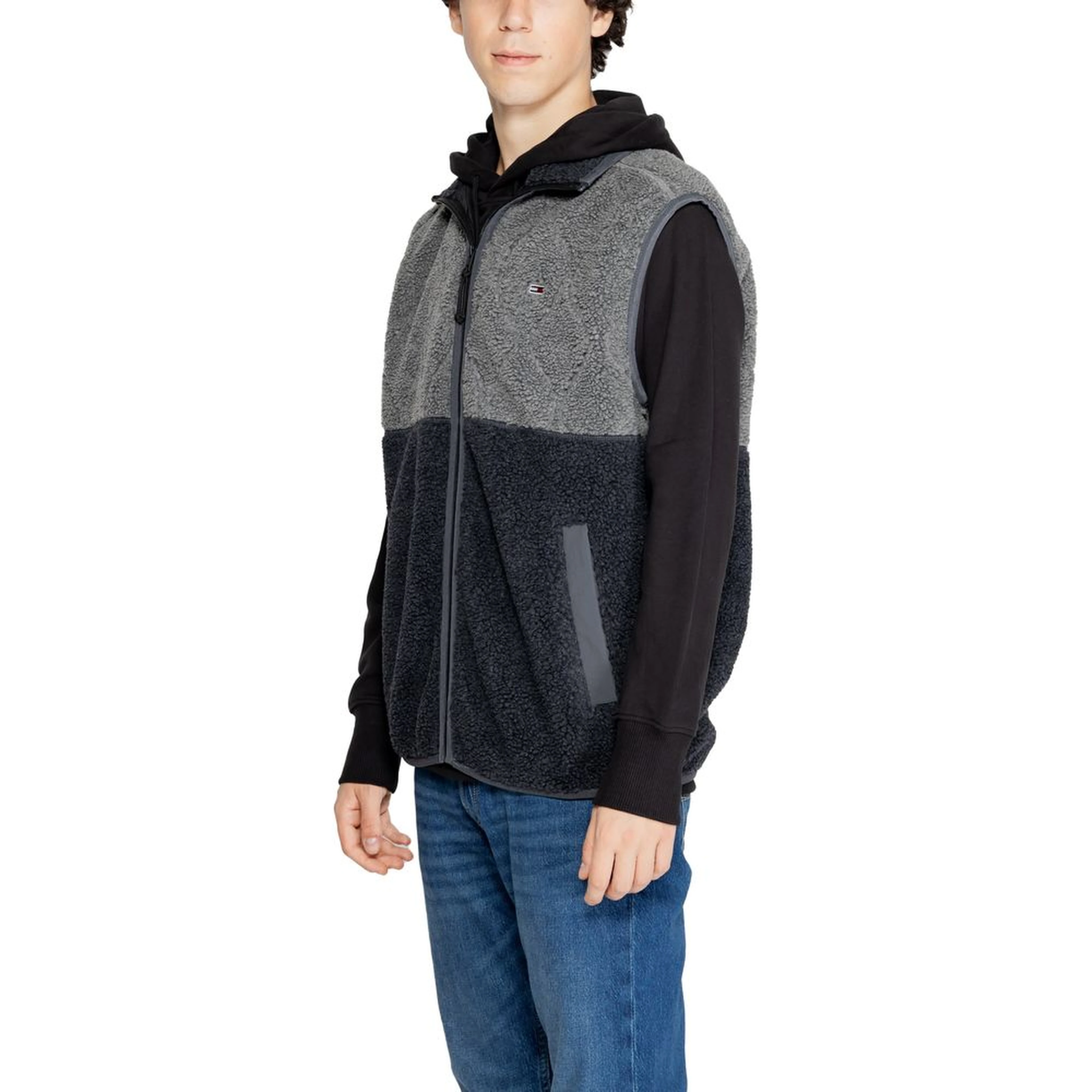 Black Recycled Polyester Sleveless Jacket