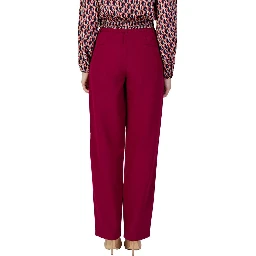 Bordeaux Polyester Casual Pants
