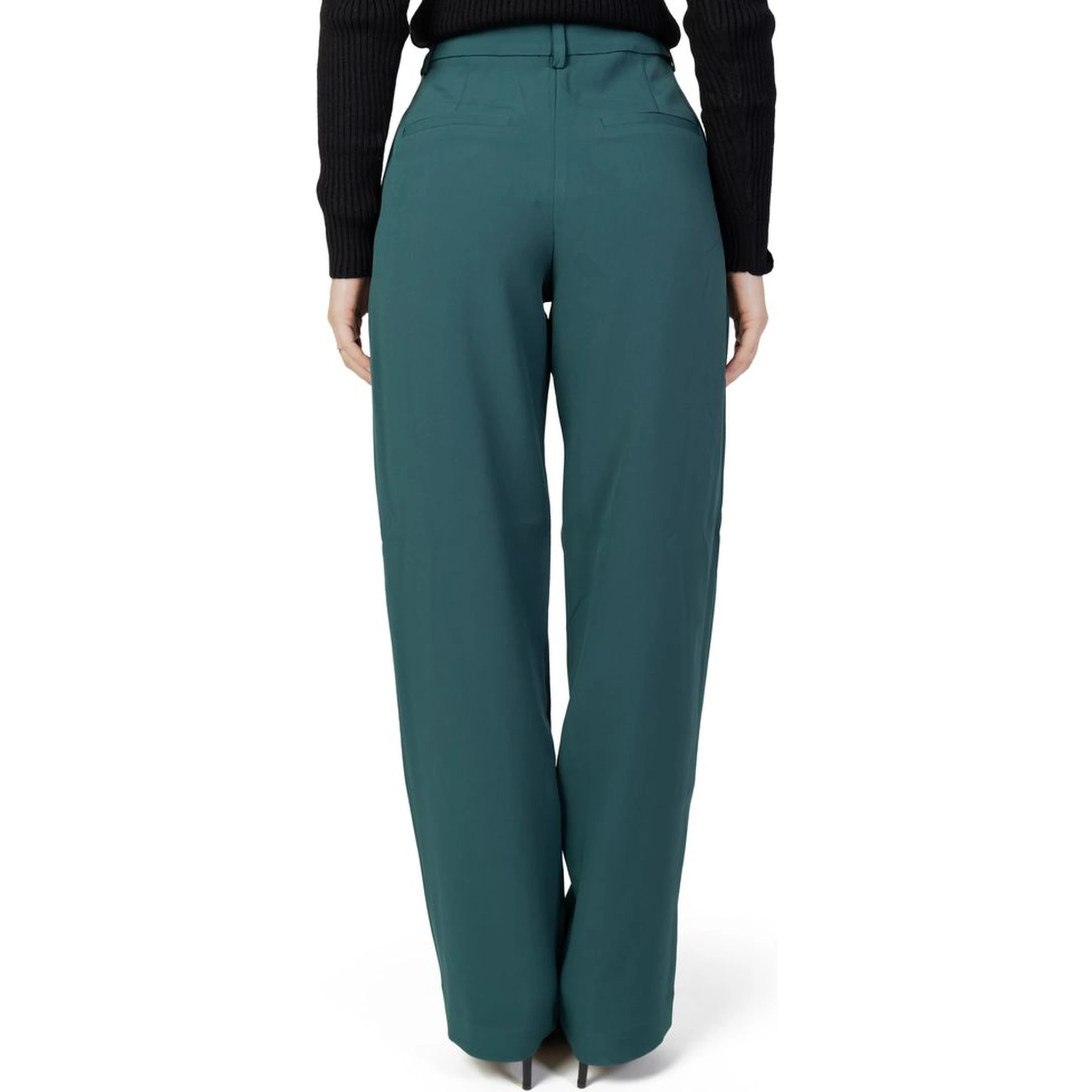 Green Recycled Polyester Flared Pants