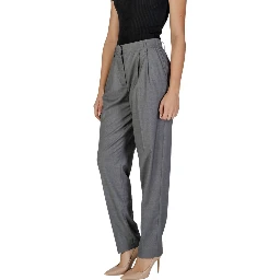 Gray Polyester Casual Pants