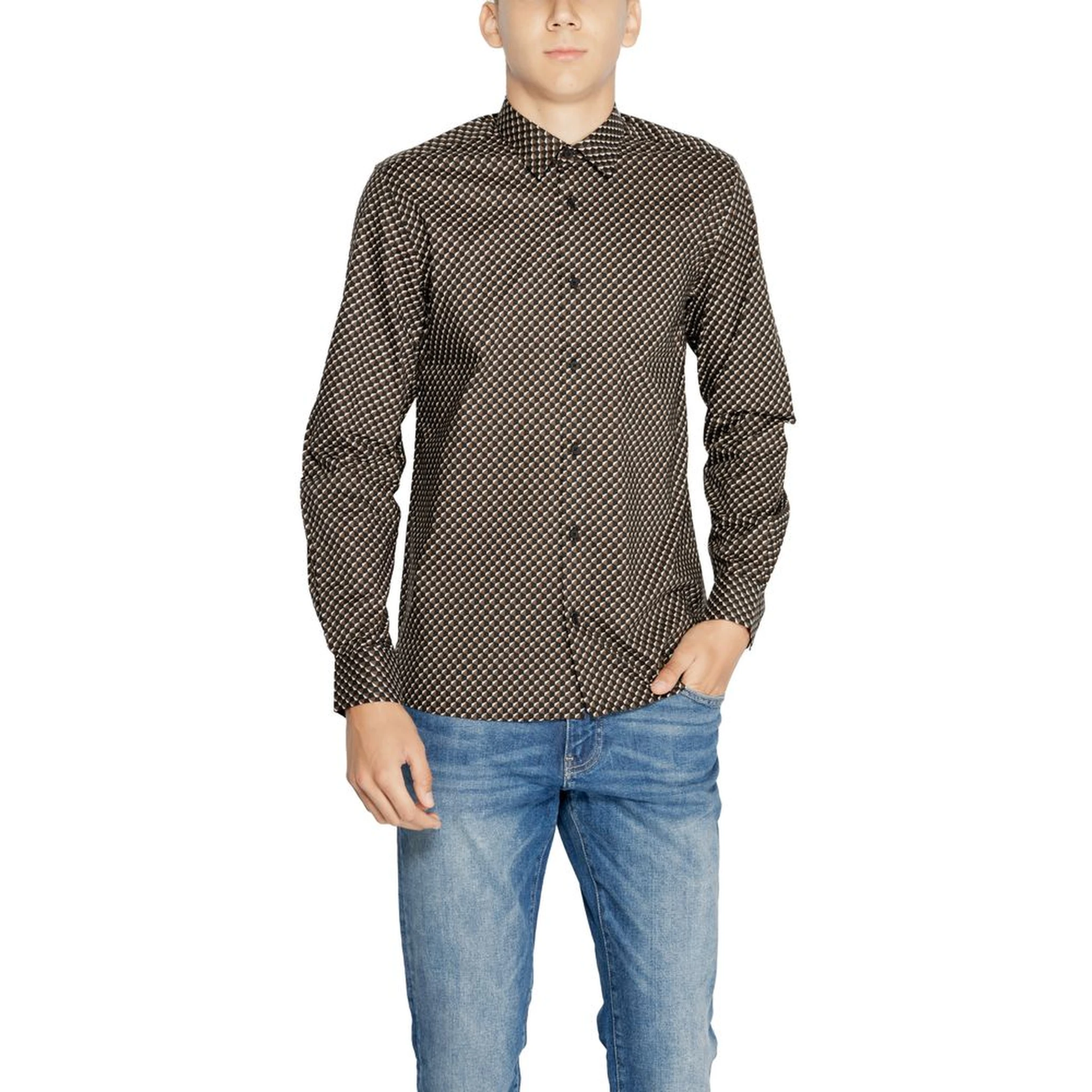 Brown Cotton Pattern Shirt