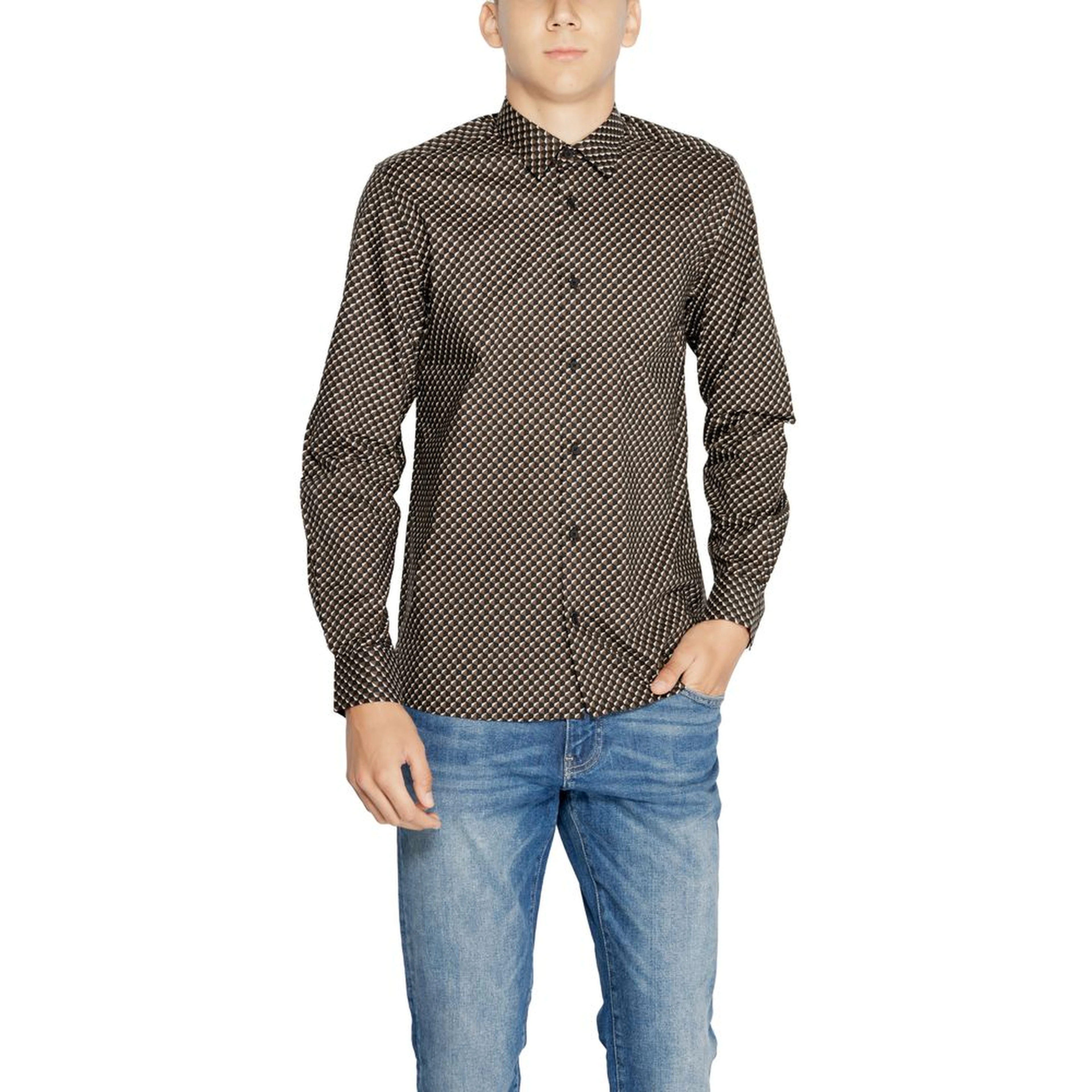 Brown Cotton Pattern Shirt