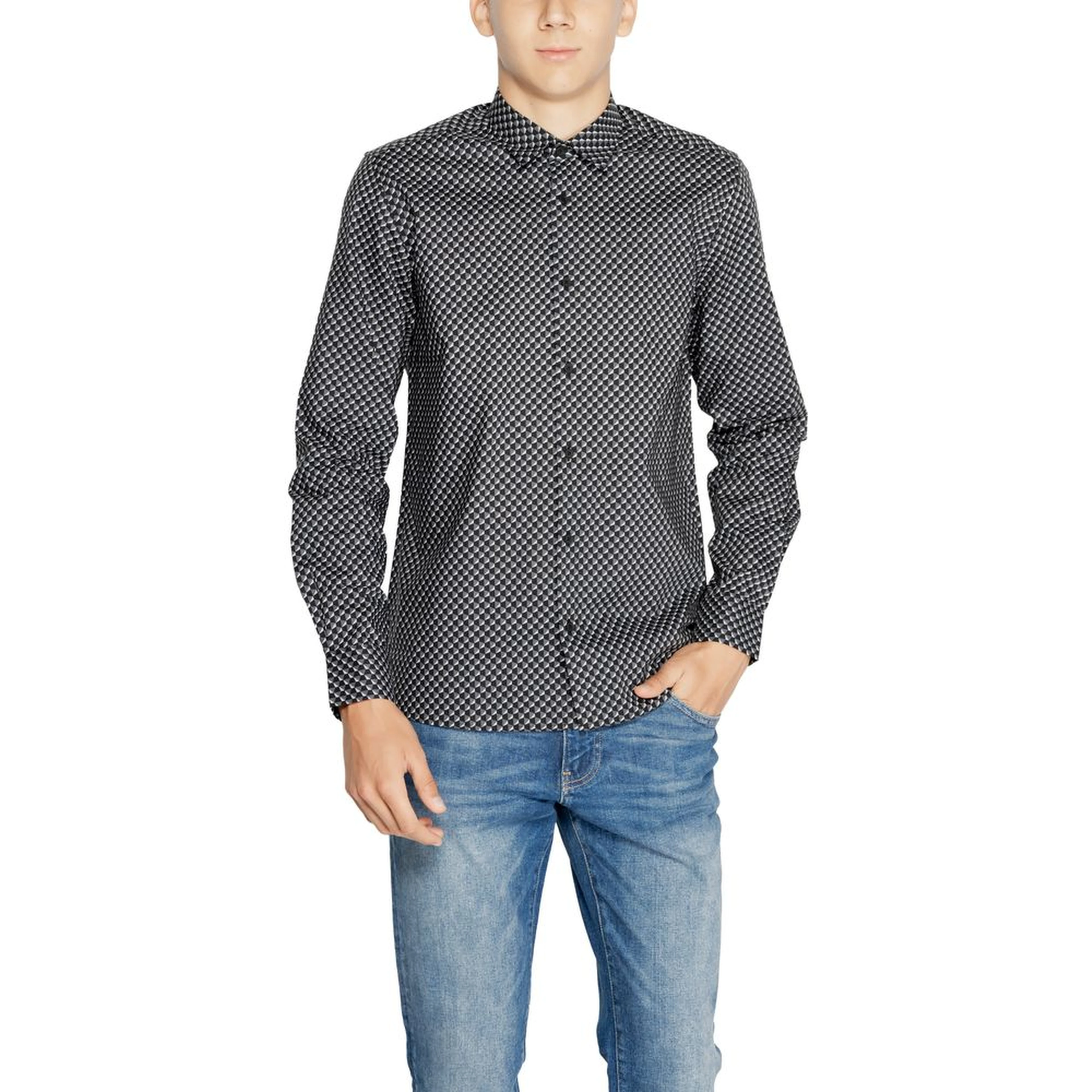 Gray Cotton Pattern Shirt