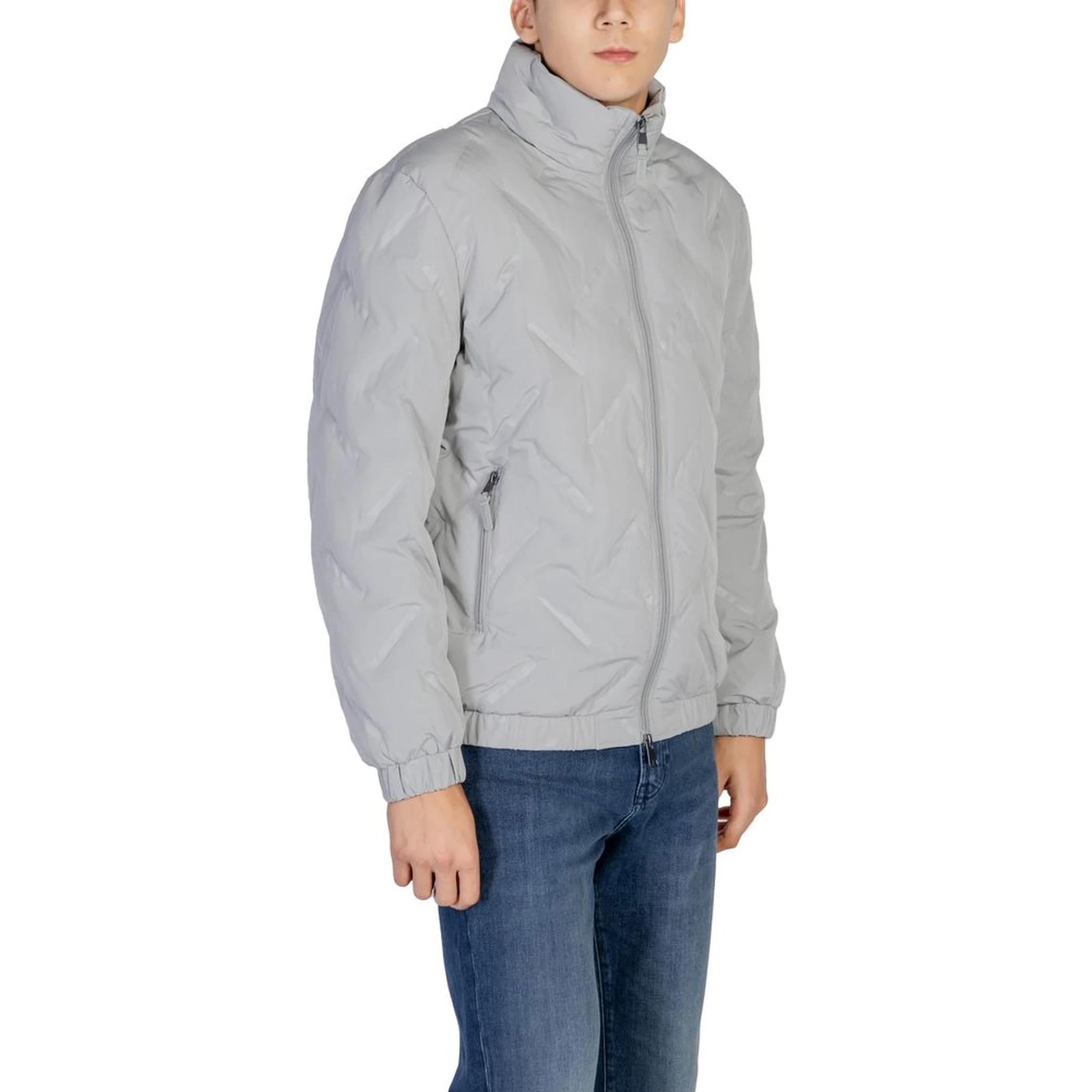 Gray Polyester Jackets And Coat