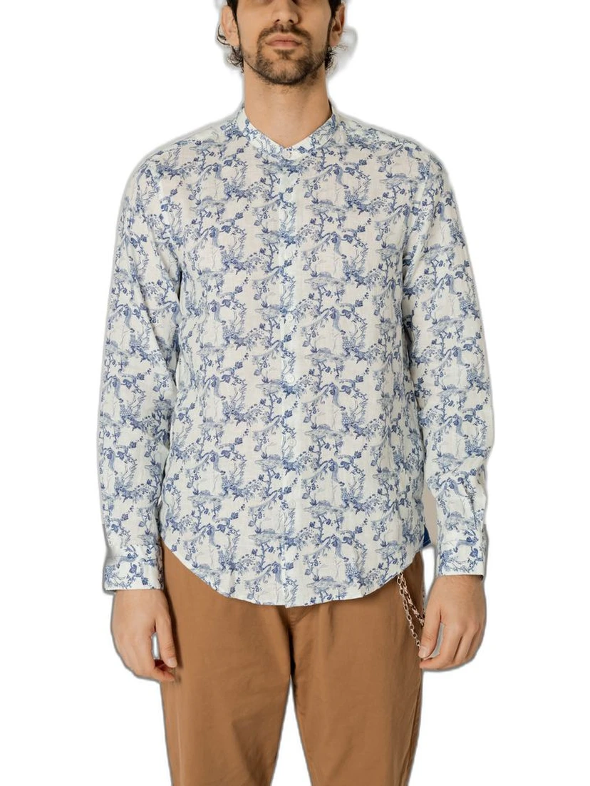 Blue Linen Pattern Shirt