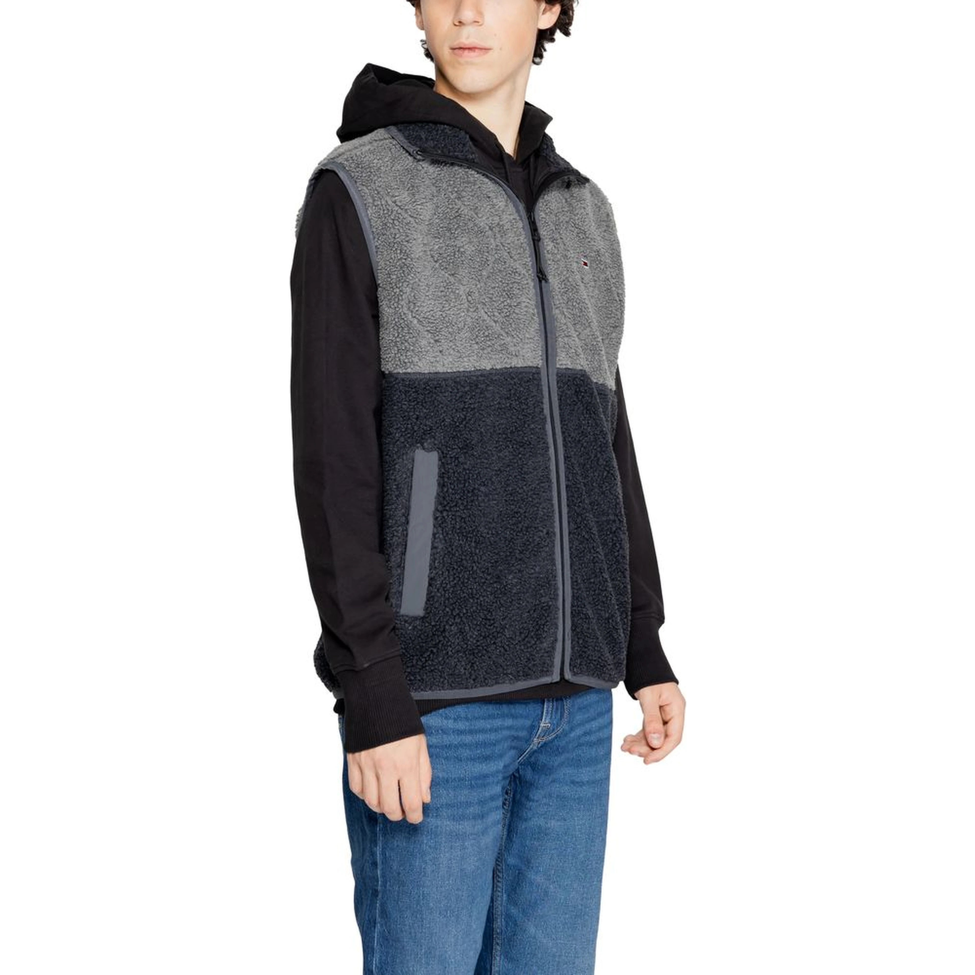 Black Recycled Polyester Sleveless Jacket