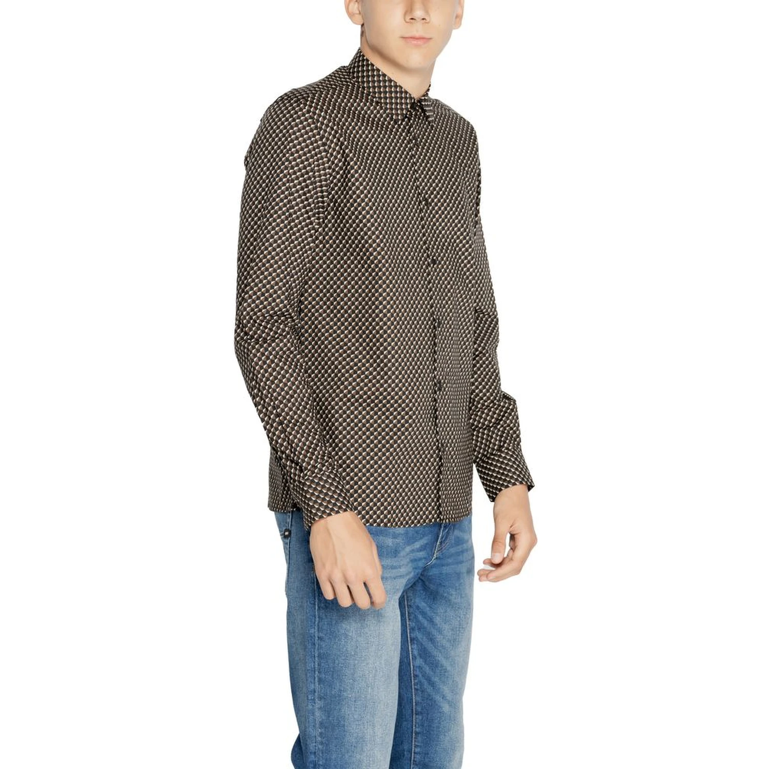 Brown Cotton Pattern Shirt