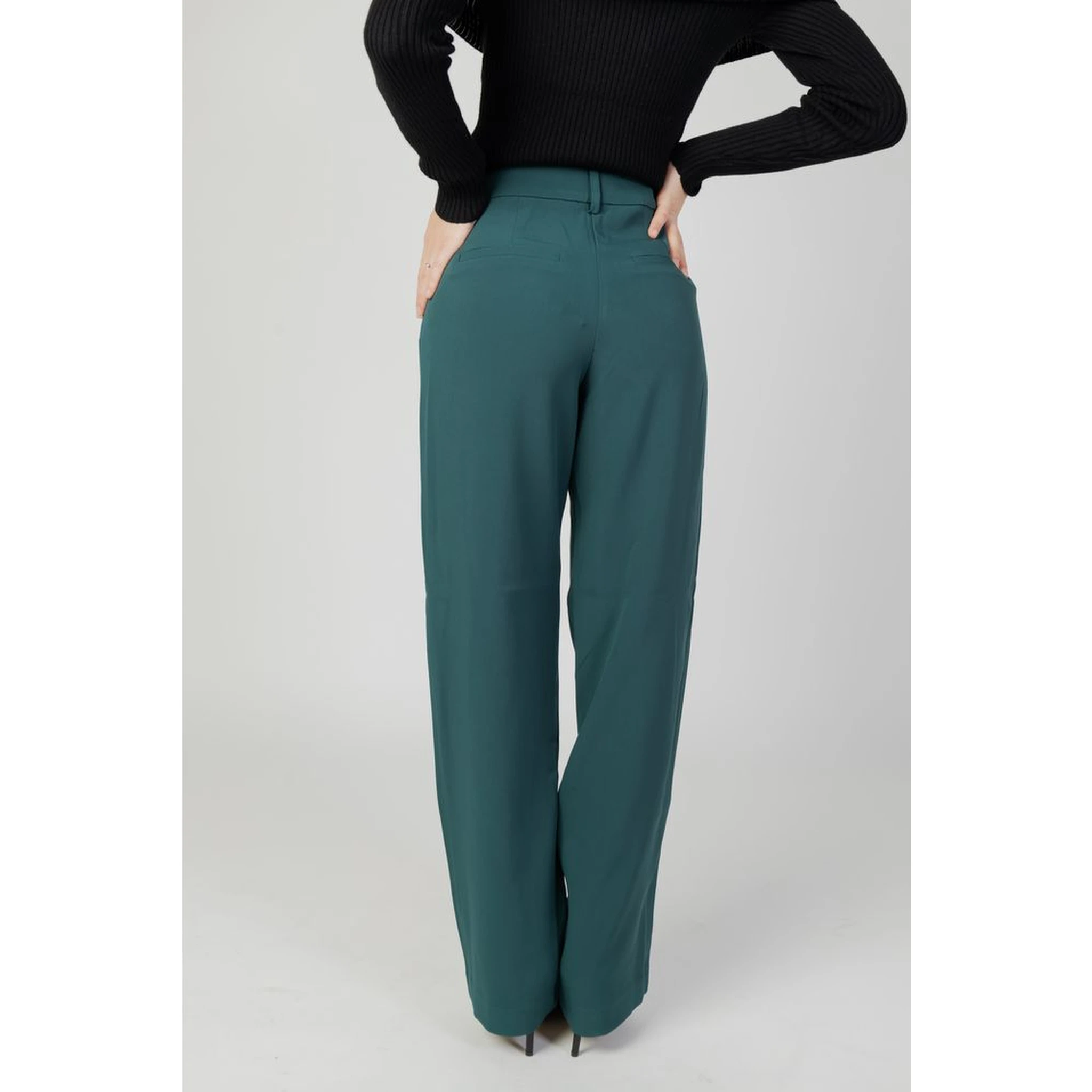 Green Recycled Polyester Flared Pants