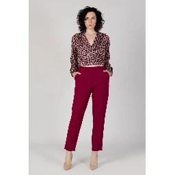 Bordeaux Polyester Casual Pants