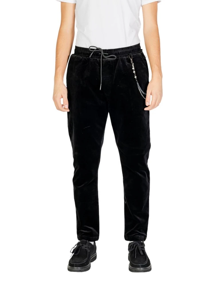 Black Cotton Casual Pants