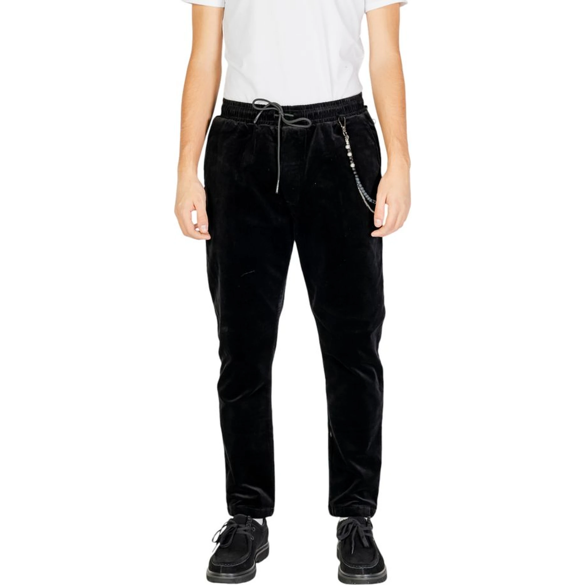 Black Cotton Casual Pants