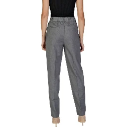 Gray Polyester Casual Pants