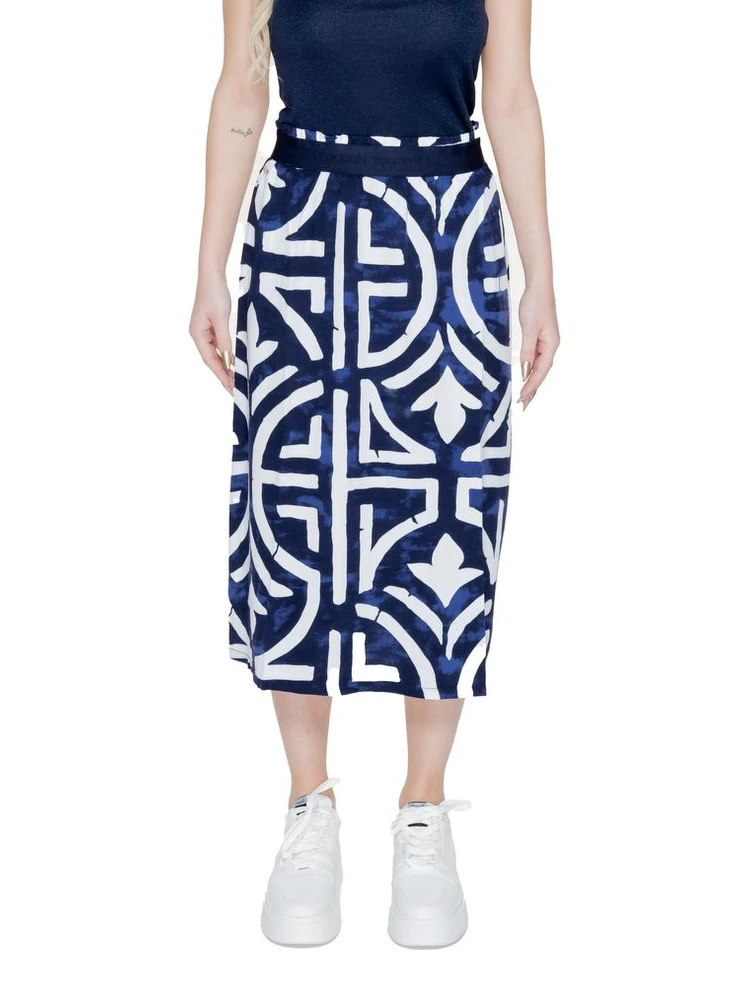Blue Viscose Long Skirt