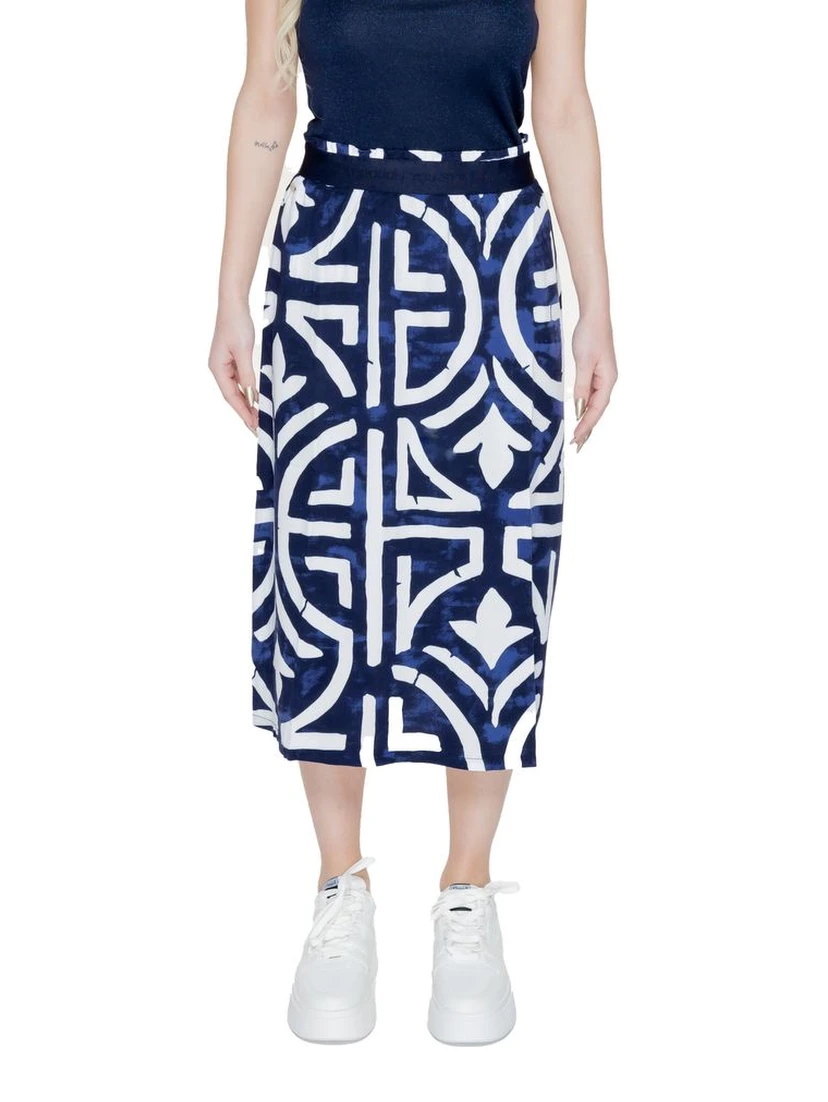 Blue Viscose Long Skirt
