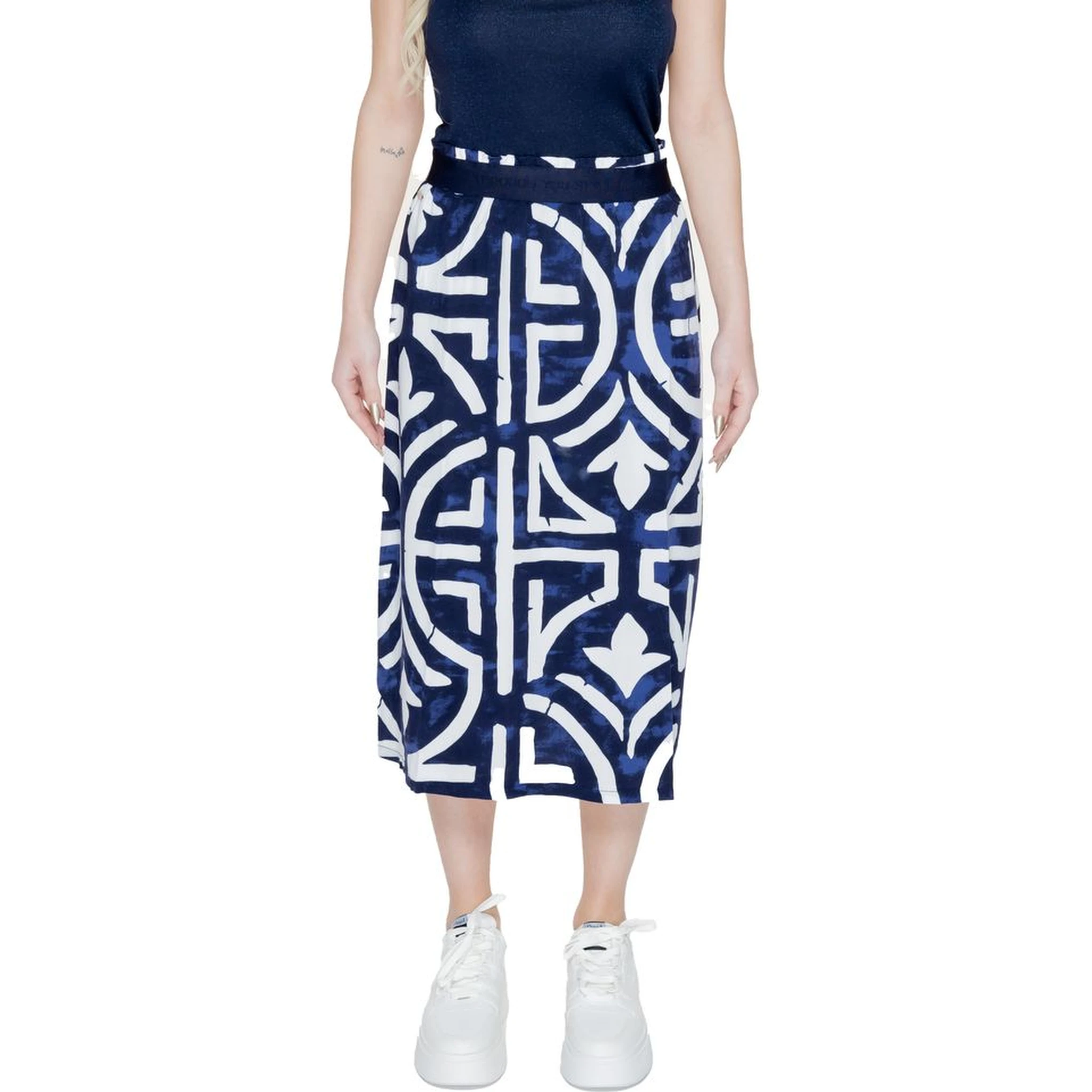 Blue Viscose Long Skirt
