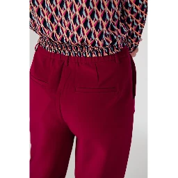 Bordeaux Polyester Casual Pants