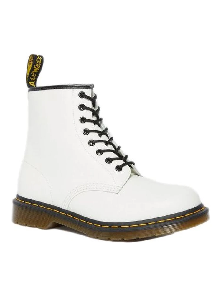 White Leather Lace-Up Boots