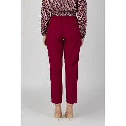 Bordeaux Polyester Casual Pants