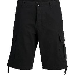 Black Cotton Bermuda Shorts