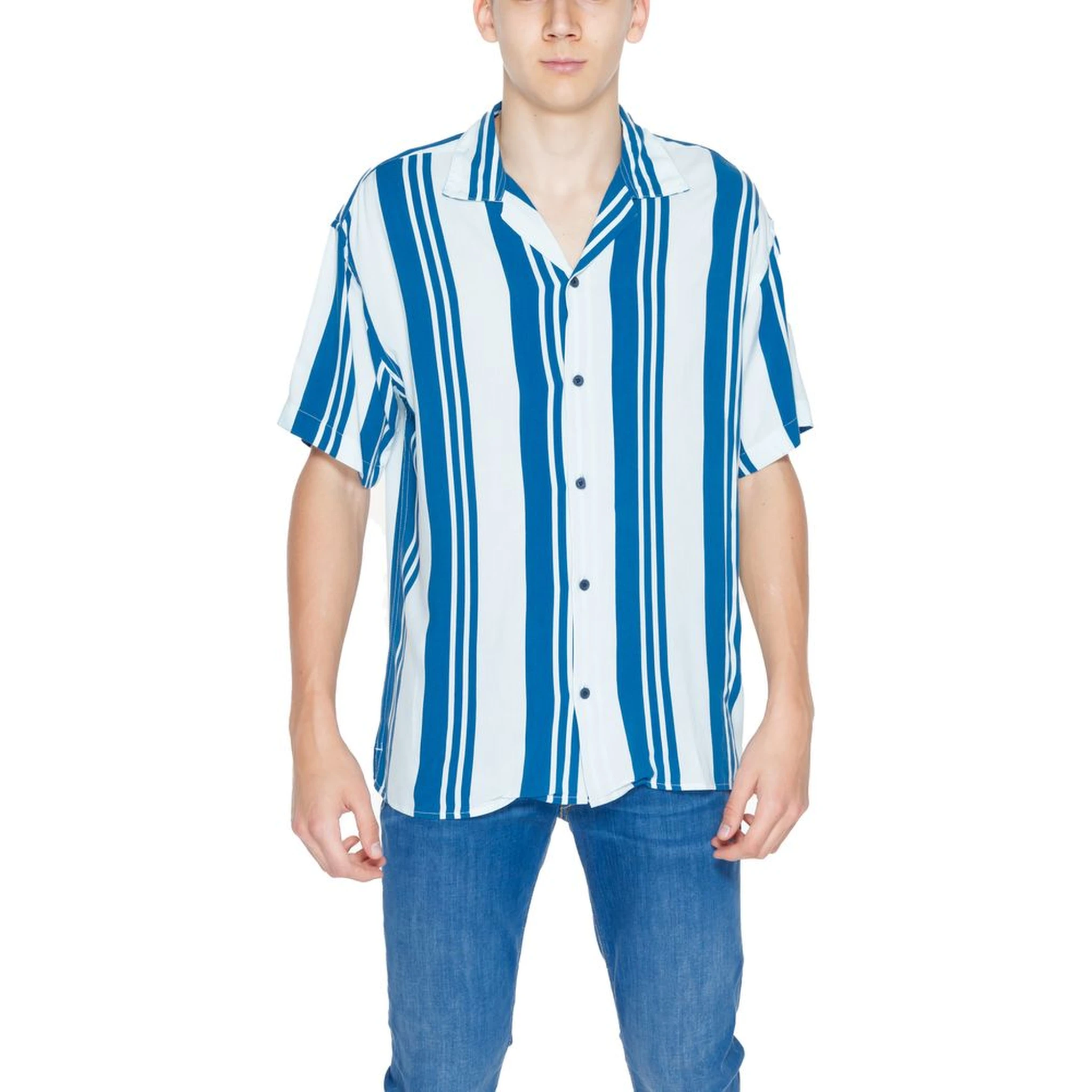 Blue Viscose Shortsleeve Shirt