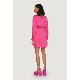 Pink Polyester Short Dress